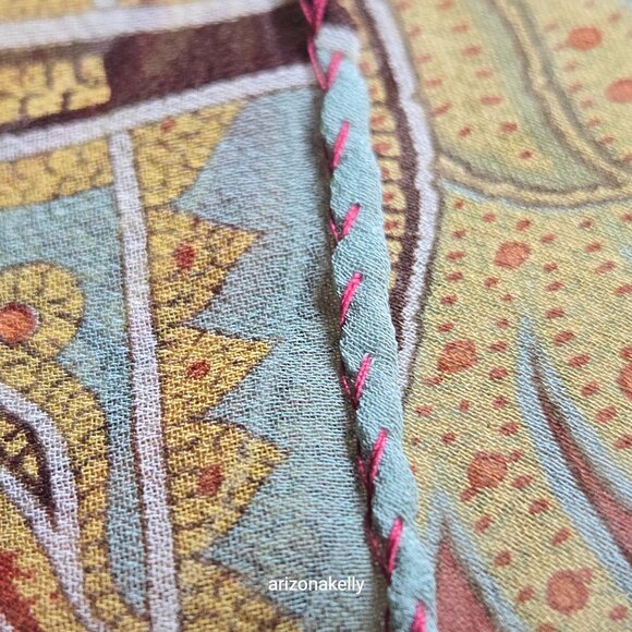 NWOT ETRO 100% Silk Square Scarf Crepe Fall Colors Earth Tones Italy Milan - Picture 2 of 16